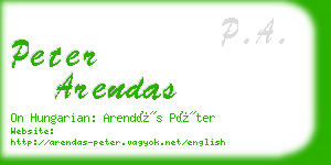 peter arendas business card